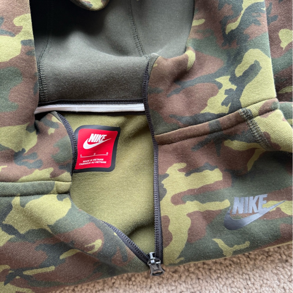 Nike Green and Brown Camo Hoodie